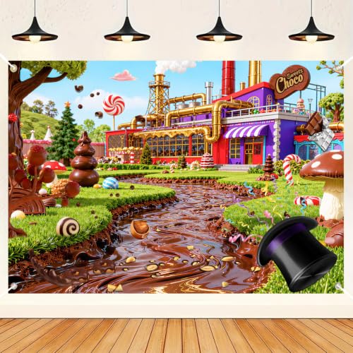 HANYING 7x5ft Chocolate Candy Party Backdrop Sweet Kids Birthday Photo Background Girls Baby Shower Cake Table Decoration Banner Portrait Studio Props HY078DX