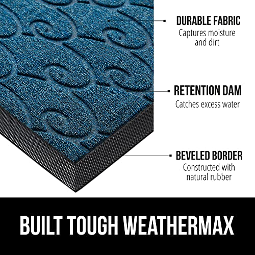 Gorilla Grip 100% Waterproof All-Season WeatherMax Doormat, Durable Natural Rubber, Stain and Fade Resistant, Low Profile, Indoor Outdoor Door Mats, Easy Clean Entrance Mat, 17x29, Ocean Blue Waves - Image 3