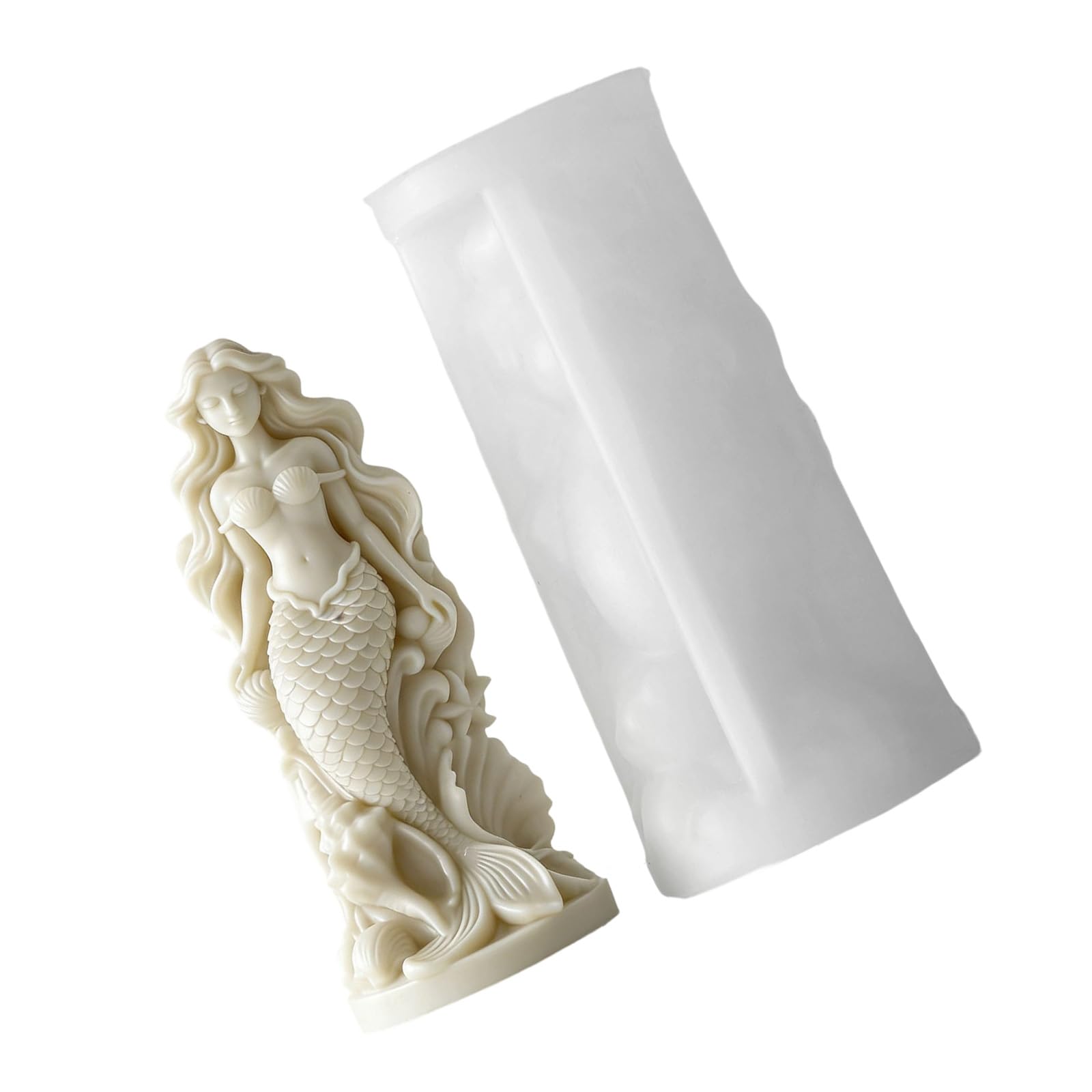 hogtnd Detailed Mermaid Silicone Candle Mould for Professional Candle Makers, Food Grade Silicone Mould