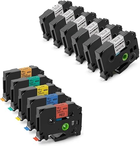 Miniatura 1 de Paquete de 11 cintas de etiquetas compatibles con MarkDomain para Brother P Touch TZe de 0.472in, 0.47 pulgadas (negro sobre
