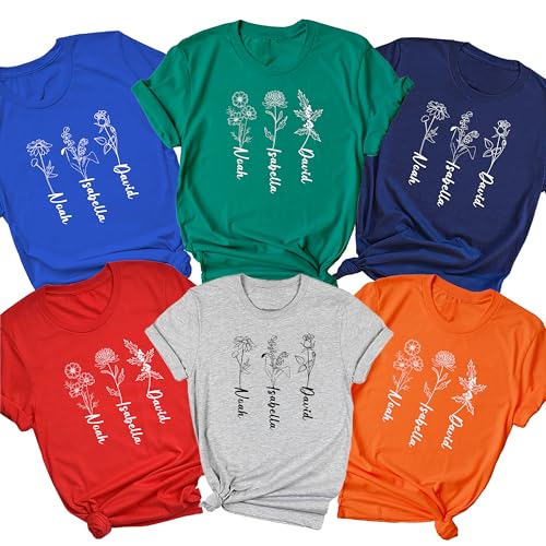 Personalized Mom Grandma Mothers Day Shirt, Customizable Flower Kids Graphic Tees for Mom or Grandpa, Gift for Women Birthday, Christmas, Thanksgiving and Valentine's Day, Shirt with Grandkids Names2