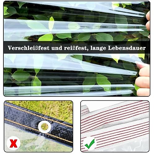 BCBIG Plane Transparent mit ösen wasserdichte Durchsichtig Abdeckplane PVC 420 g/m² Für Pavillon, Balkon, Balkonmöbel,Gartenmöbel. mit Seil 2x1m
