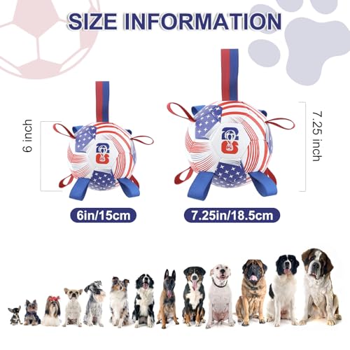 Image of Dog Toys Balls, Dog Soccer Ball with Straps, Dog Birthday Gifts, Durable Balls for Small Medium Pet, Puppy Outdoor Toy, Pet Training Soccer Ball, 2026 World Cup Soccer (6 Inch)