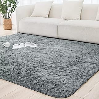 Vamcheer Area Rugs Living Room Large 150x240cm Fluffy Shaggy Thick Bedroom Rugs Modern Plush Rugs Home Decor Floor Carpet Washable Bedside Nursery Rugs, Grey Green
