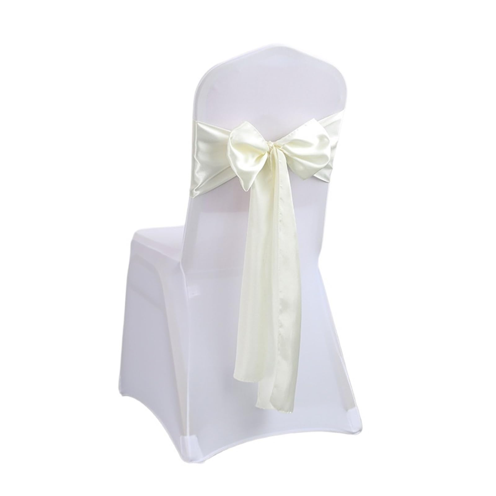 YGSGJSP Chair Sashes 10/50PCS Satin Chair Sashes Bows Universal Ribbon Ties Back Sash for Wedding Party Events Banquets Cover Decoration for Wedding(Ivory,50pcs)
