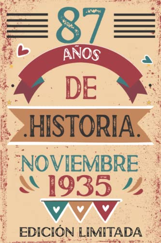 87 Años De Historia Noviembre 1935: Libro de visitas, cuaderno, 110 páginas de felicitaciones, idea de regalo, regalo Para la esposa, novia, mujer, La madre
