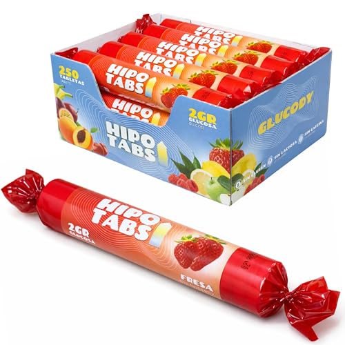 GLUCODY 255 Pastillas De Glucosa De Absorcion Rapida/Caja de 0,5 Kg Pastillas Glucosa De 2g / Tabletas Masticables Blandas/HIPO TABS de Glucody (Fresa)