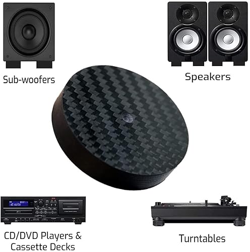 Tertullus 4Pcs Carbon Fiber Speaker Audio Isolation Feet Speaker Spike Pads Turntable Feet Pads Floor Protectors Dampening Pad Amp Feet For Turntable Speaker Subwoofer Etc(40Mm×10Mm) #TOP5