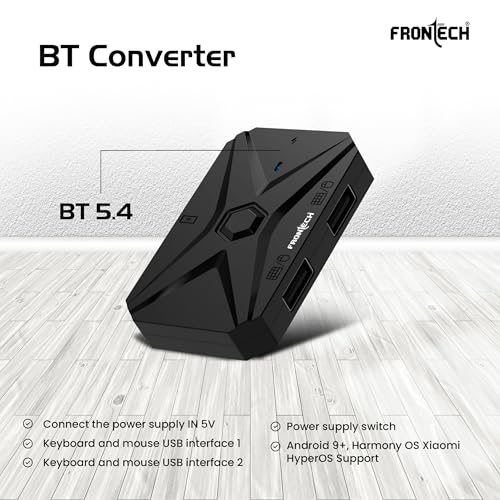 Image of Frontech 4-in-1 Gaming Combo | RGB 35-Key Keyboard + 3200 DPI Mouse + BT 5.4 Converter + Foldable Mobile Holder | Anti-Ghosting | Wired Setup for Android Gaming (KB-0008PC)