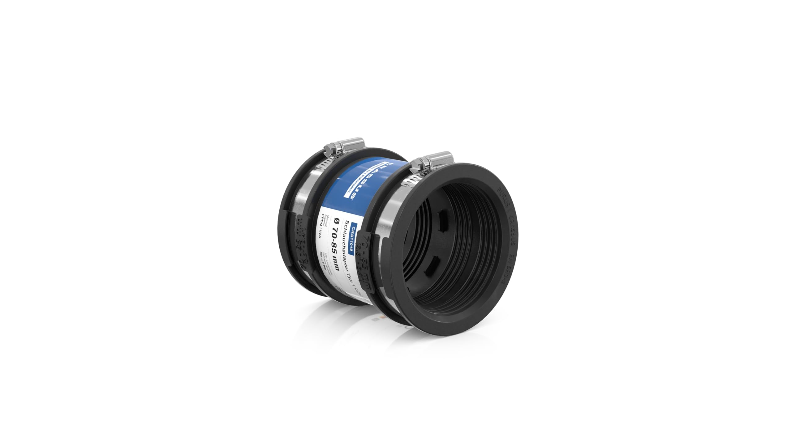 Crassus Adaptador de manguera CDC 070 tipo 1 con labio interior, TPE/V2A, 1 pieza, 70-85 mm, CRA11019