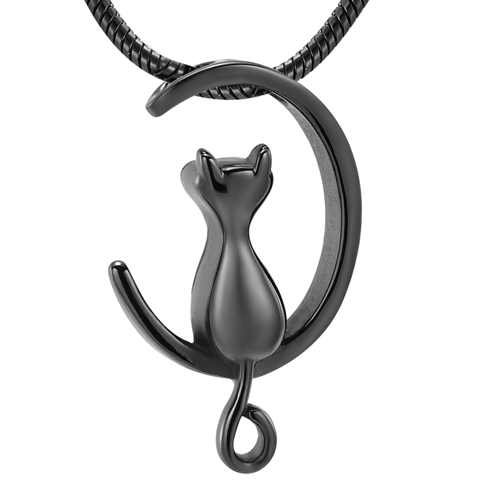 BLNETU Cat With Moon Cremation Jewelry - Pet Urns Memorial Necklace Ashes Holder Stainless Steel Keepsake Jewelry Necklace For Pet