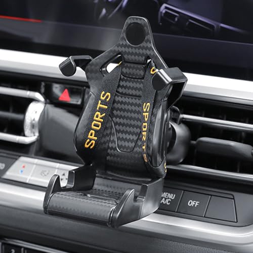 LUCKKY Racing Seat with Safety Belt, Car Phone Holder, Universal Air Vent Phone Mount Cradle (Yellow)