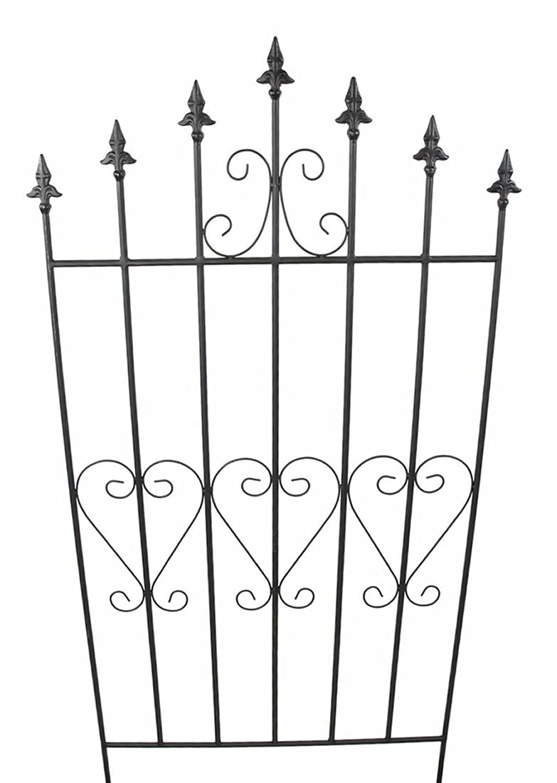 Dekozaun Lilie, 4er Set, 111 cm hoch, erweiterbarer Vintage Metallzaun schwarz, Gartenzaun, Steckzaun, Zierzaun, Vorgartenzaun, 4x Zaunelement 53 cm breit zum Stecken