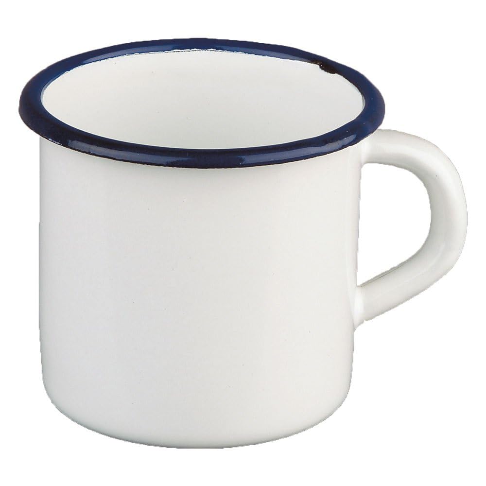 Ibili "Blanca Enamelled Steel Mug, White/Blue, 8 cm