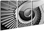 deyoli gekrümmte Wendeltreppe Effekt: Zeichnung Format: 3-teilig 120x80 als Leinwandbild, Motiv fertig gerahmt auf Echtholzrahmen, Hochwertiger Digitaldruck mit Rahmen, Kein Poster oder Plakat
