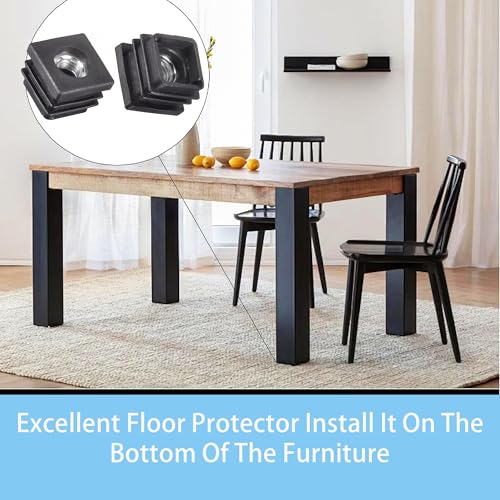 Image of MyyiTar 4 Pcs Square Chair Leg Floor Protector, Furniture Leg Protectors, Plastic Plugs 1.2 inchx1.2 inch OD Square Tubing Endcap with M8 Thread for Tubular Racks Legs Inserts,Black 1.2 inch