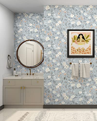 CiCiwind Selbstklebende Tapete Blumen 39×300CM Vintage Möbelfolie Grün Blatt Blume Tapeten Wasserdicht Klebefolie Schlafzimmer Wohnzimmer Wand Möbel Vinyl Wandverkleidung