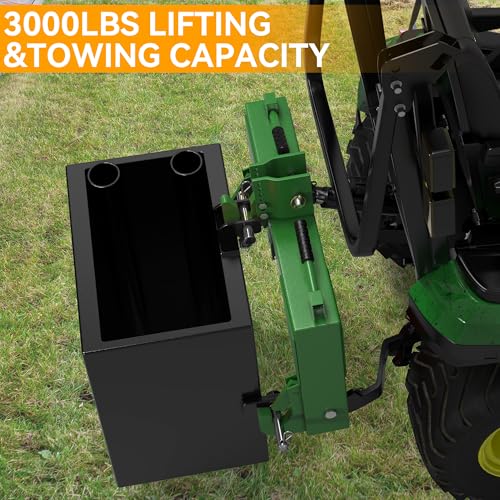 YINTATECH 3 Point Quick Hitch Cat 1 with 2" Receiver & 5 Adjustable Bolt, Capacity 3000lbs,Green by YINTATECH - Image 6