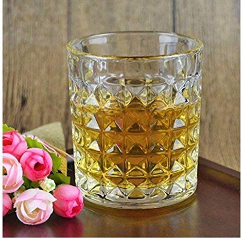 Home-Cart Crystal Diamond Shape Whiskey Glass 300 ml, Set of 6 Pieces,