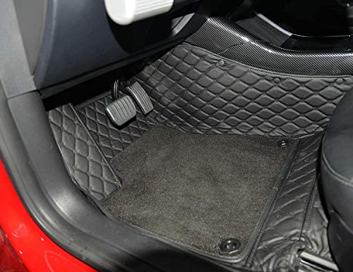 ThinSGO Tesla Model 3 All-Wealther Floor Mat Waterproof Full Covered PU Leather Vehicle Floor Carpet (Floor Mat Black)