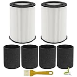 LVJUSEN VF4000 Replacement Filter for Ridgid Shop Vacuums 5-20 Gallon, Universal VF4200 Filter Fits Rigid Wet Dry Vac/Husky Shop Vacuum Filter 6-9 Gallon with Foam Sleeves-2 Pack