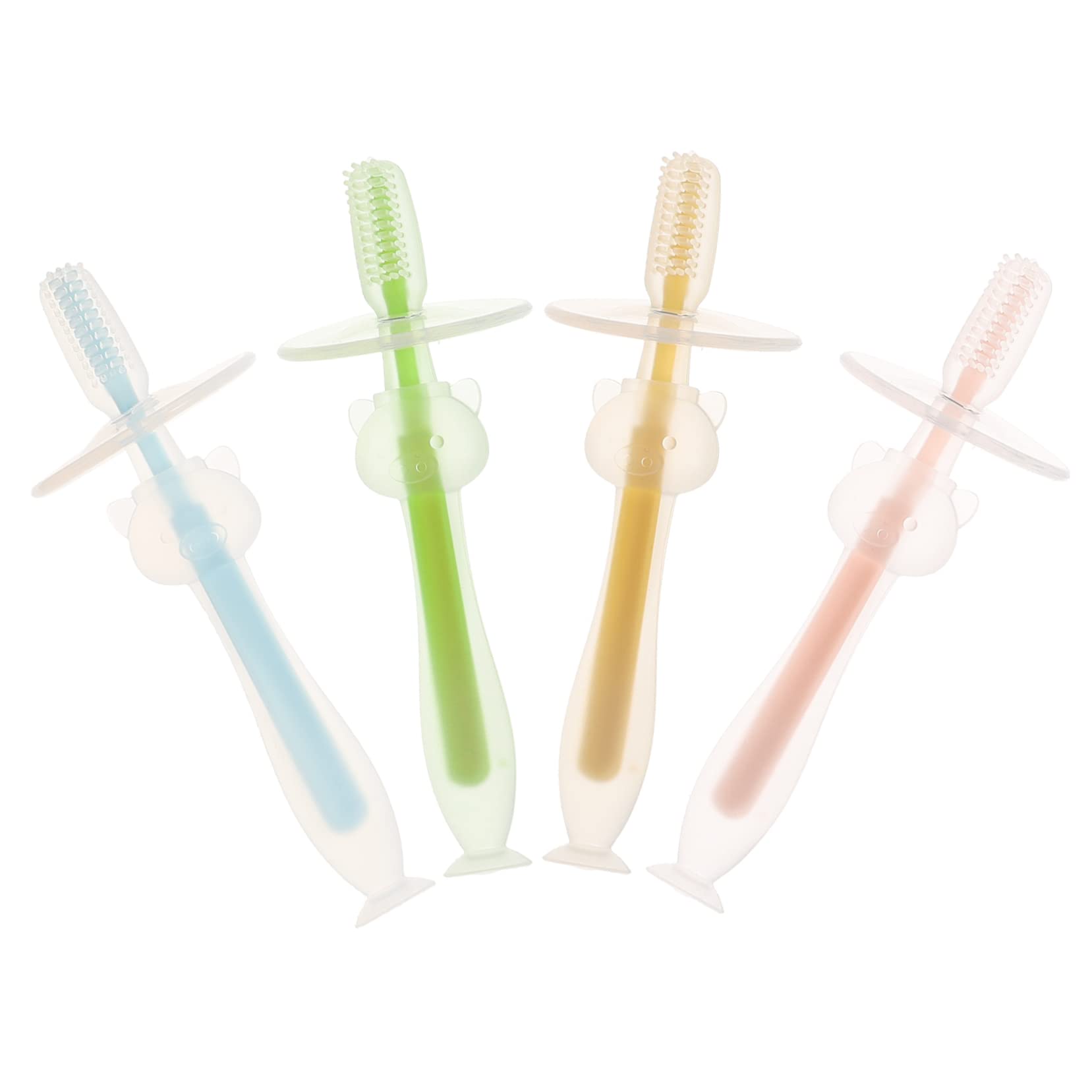 Beaupretty 5 Sätze Teiliges Babyzahnbürsten Aus Lebensmittelechtem Silikon Mit Weichen Borsten Und Saugnapf Ergonomisch Geformt Für Junge Mädchen Ab Jahr Sanfte Zahn Zahnfleisch 4 Stück * 5