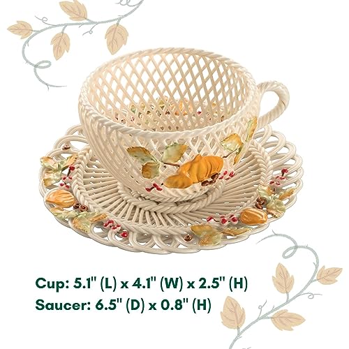 Belleek-Basketweave-Handmade-Autumn-Harvest-Cup-Saucer-Basket-Figurine-Irish-Coffee-Kitchen-Decor-Collectible-Tea-Cup-Plate-Decorative-Cup-Aesthetic-Mug-Cute-Mug-Display