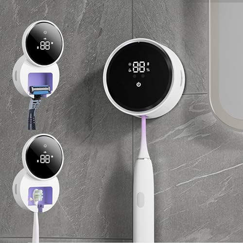 Maxspace Soporte para cepillo de dientes, soporte para cepillo de dientes eléctrico, montaje en pared, con secado, soporte para cepillo de dientes desinfectante sin taladrar con 1 ranura para cepillos