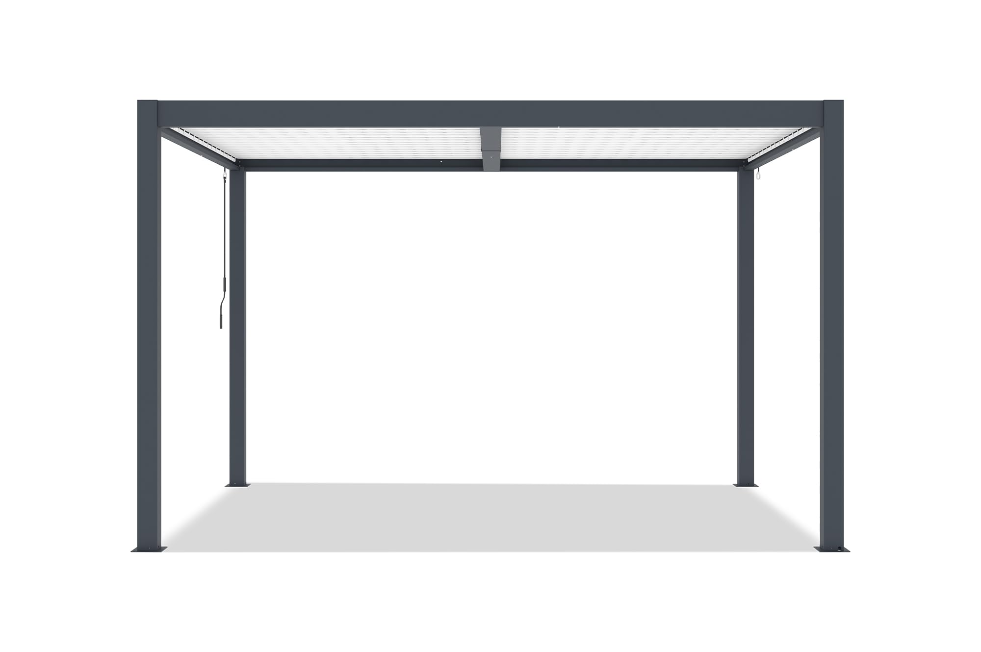 Cazeboo Pergola bioclimatica autoportante AGOSTA 4x3, altezza 250 cm - Alluminio grigio con doghe bianche
