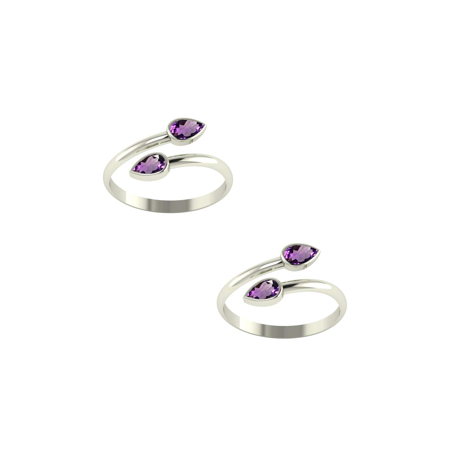 PeenZone 925 CZ Silver Amethyst Toe Rings (Leg Finger Rings) In Pure 92.5 Sterling Silver For Women | Toe Rings for Women and Girls | Chandi Bichiya (B08HR469W8) Amazon Price History, Amazon Price Tracker