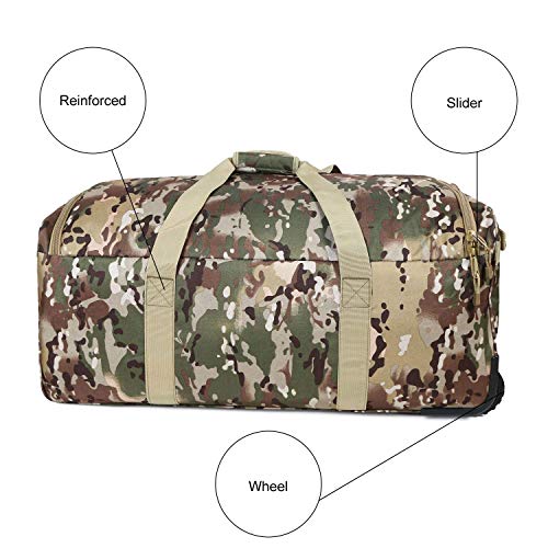 ARMYCAMO Rolling Loadout Luggage Bag with Wheels,Hockey Bag, Duffle Bag with Rollers,124L X-Large Heavy Duty Oversized Storage Bag,Tactical Wheeled Deployment Trolley Camping Bag