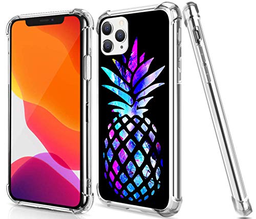 Gifun Pineapple Case for iPhone 11 Pro Max, Drop Protection TPU + Hard PC Stronger Protective Case with Design Pineapple for 2019 iPhone 11 Pro Max 6.5" - Brightly Colored Marble Pineapple