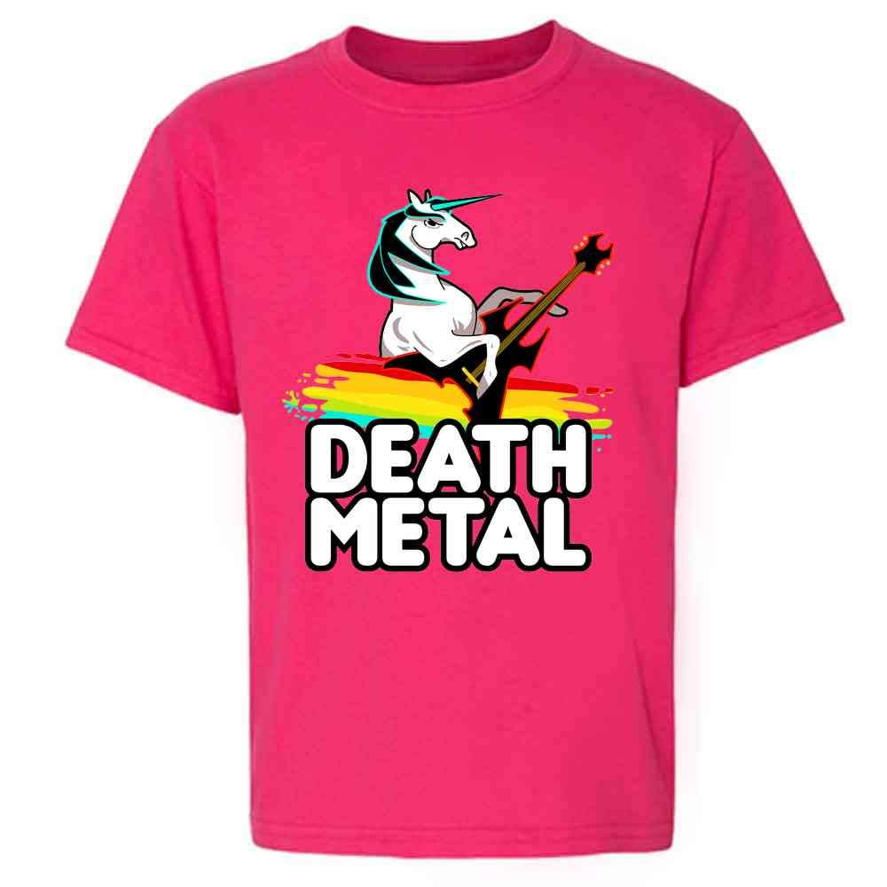 Death Metal Unicorn Retro Rainbow Funny Toddler T-Shirt Pink 3T