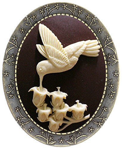 Image of Floral Pin Brooch Antique Brass Flower Decor Fashion Cameo Jewelry Pouch for Gift