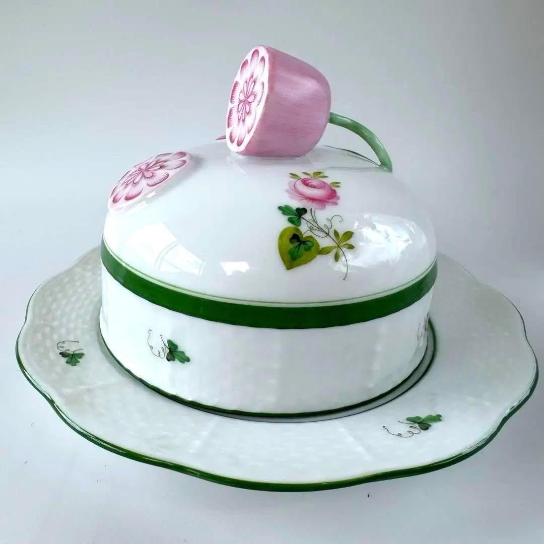 ヘレンド　バターディッシュ　蓋付きバター入れ　バター皿　ウィーンの薔薇 ヘレンド バターディッシュ 蓋付きバター入れ バター皿 ウィーンの薔薇