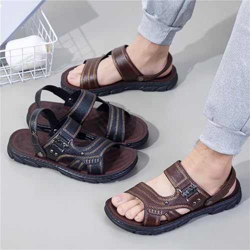 Men's Leather Sport Sandal Open Toe Beach Sandals Leather Casual Slides Elastic Summer Beach Slippers Sandals for Men4