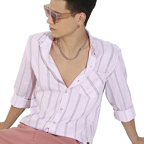 Image of CAHOOT Men's Button Up Regular Fit Shirt for Casual Wear | Regular Sleeve | Spread Collar | Button Closure | Shirts Crafted with Comfort Fit for Everyday Wear