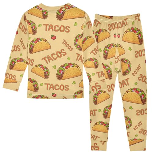 Pajama Sets Long Sleeve Yummy Tacos Cartoon Soft Comfy Sleepwear 2 Piece PJS 3-8T3