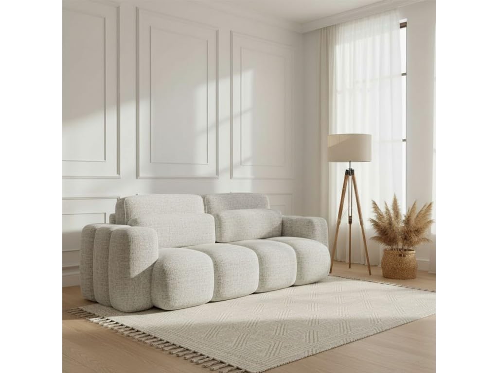 TRADA Sofa z funkcją spania – 275 x 90 x 110 cm – sofa z funkcją spania ze skrzynią na pościel – z systemem rozkładania DL – 3-osobowa sofa do salonu z powierzchnią do leżenia 150 x 200 cm – beżowa