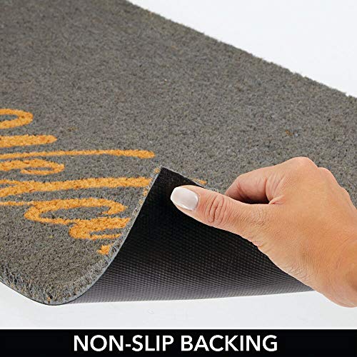 image for mDesign Rectangular Coir and Rubber Entryway Welcome Doormat with Natu
