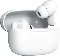 Fone De Ouvido Bluetooth Sem Fio 5.3 Compatível iPhone Android, Modo de Fone Ouvido único e Dois Com Microfone, 360 Estéreo Graves Potentes Para Trabalho Academia Corrida Music Jogo e Game, New Branco