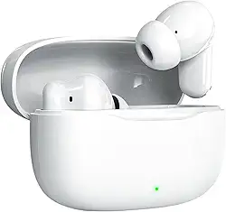 Fone De Ouvido Bluetooth Sem Fio 5.3 Compatível iPhone Android, Modo de Fone Ouvido único e Dois Com Microfone, 360 Estéreo Graves Potentes Para Trabalho Academia Corrida Music Jogo e Game, New Branco