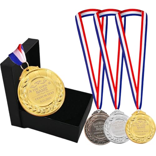 longnili Personalized Gold/Silver/Bronze Medals | Custom Awards for Sports, Any Competition & Corporations,Olympic Style, 2 Inches