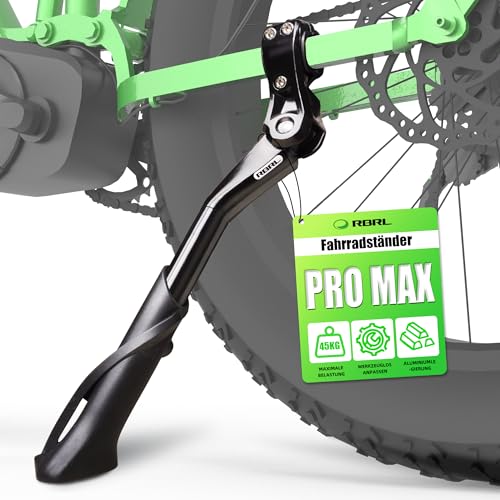 RBRL Fahrradständer 24-29 Zoll, Höhenverstellbarer Aluminium Seitenständer mit Rutschfestem Fuß, Fahrrad ständer für Mountainbike, Trekkingrad, Cityrad und E-Bike, Extra Stabil bis 45 kg Belastung