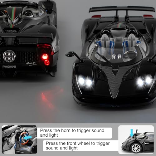 Modelo de Carro a Escala 1:24 Pagani Zonta Negro miniatura 5