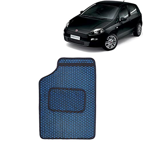 Image of Kingsway Dotted Design Car Floor Foot Mats Universal Fit for Fiat Punto, Model Year : 2005-2019, Water and Dustproof, Color Blue, Set of 5 Pieces