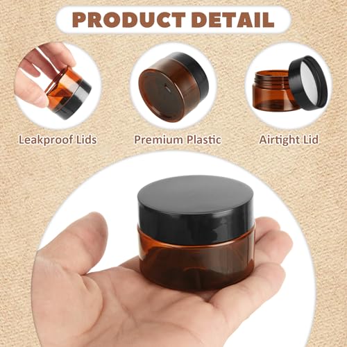 100 Pack 1oz Amber Plastic Jars with Lids 30ml Empty Cosmetic Jars Leak Proof Container Refillable Makeup Containers Travel Cosmetic Containers for Lotions Sample Cream3