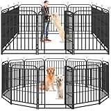 Dog Fence Outdoor 12 Piece Panels 40" Height, Square Steel Pipe with Reinforced Crossbars, Anti-Rust Heavy Duty Dog Playpen with Doors Portable for Yard RV Camping, Total 27FT, 57 Sq.ft, Snowy Black