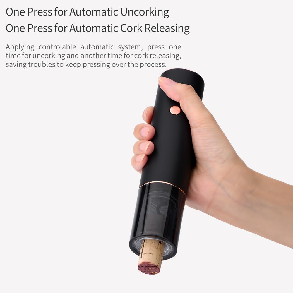 Sacacorchos Eléctrico Abridor de Botellas de Vino Automático Profesional Abrebotellas para Amantes del Vino Regalo de Lujo (Oro, Juego, Caja de Regalo, Recargable)