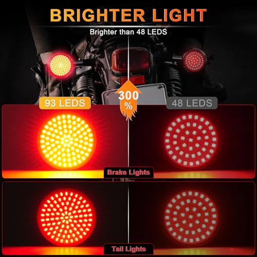 Image of LivTee Extremely Bright Flashing Strobe Blinking Brake Stop Tail LED Lights Panel with 1157 Base Compatible with Harley Dyna Street Glide Road King, Brilliant Red